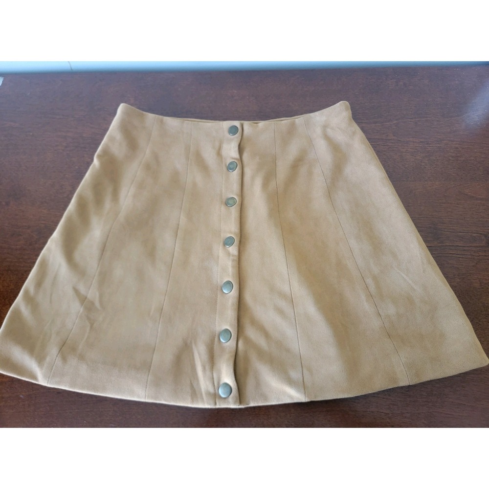 Altar'd State Women's Medium Brown Faux Suede Mini Skirt Elastic Waist Fall EUC